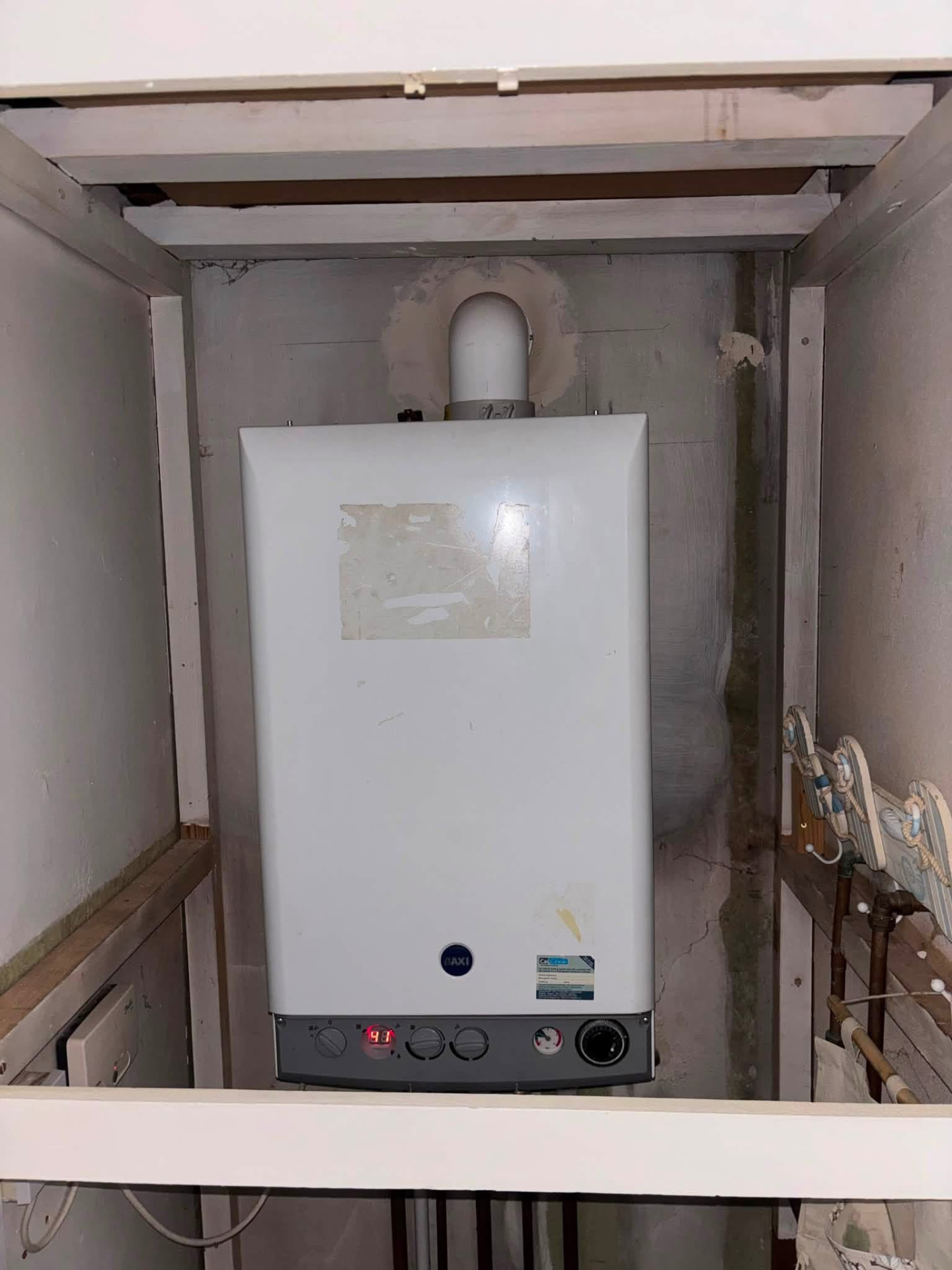 The customer's old Baxi boiler before it was replaced in Newark